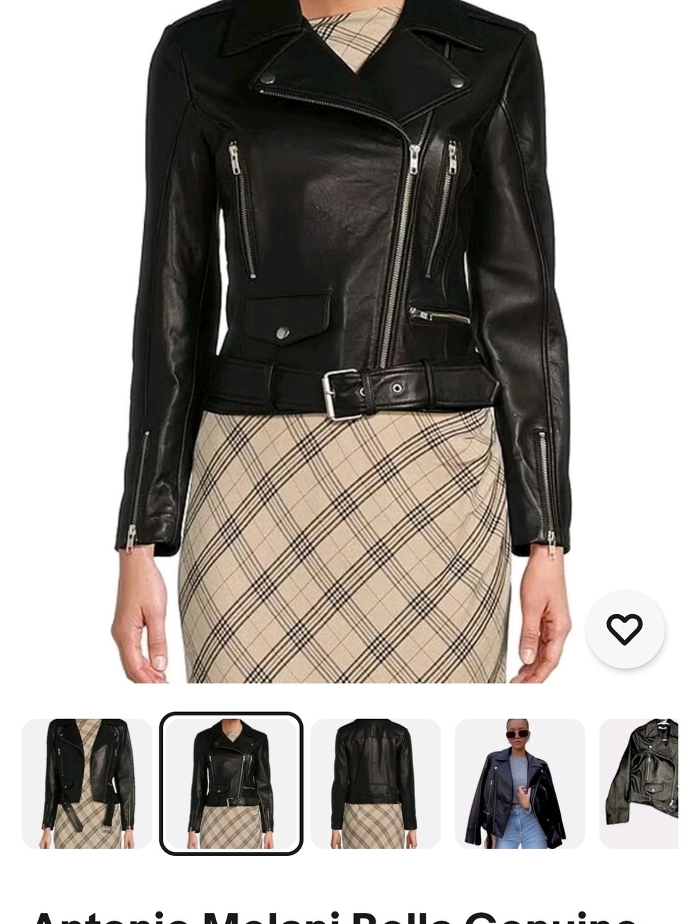 ANTONIO MELANI Black Genuine Leather Asymmetric Biker Jacket - Picture 3 of 11